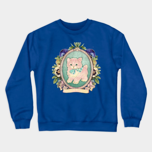 Kitschy Pink Kitten Crewneck Sweatshirt by CatAstropheBoxes